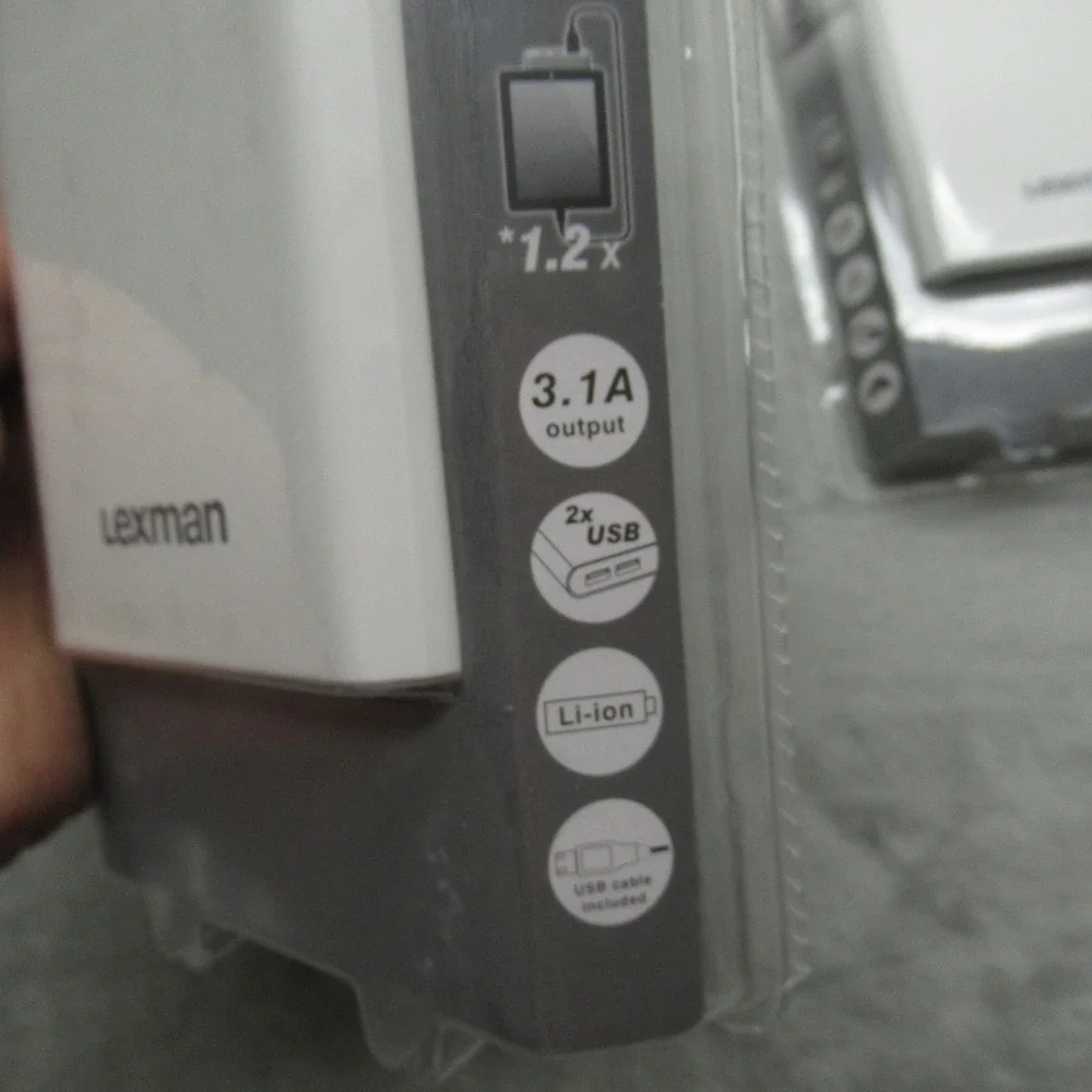 Lexman Portable Power Bank 10400 mAh 3.1A Output Dual USB Charger White LOT OF 2